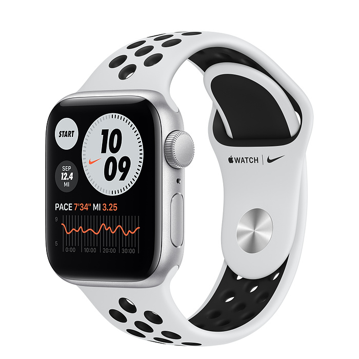 Apple Watch SE 44мм Серебристый спортивный ремешок  Nike