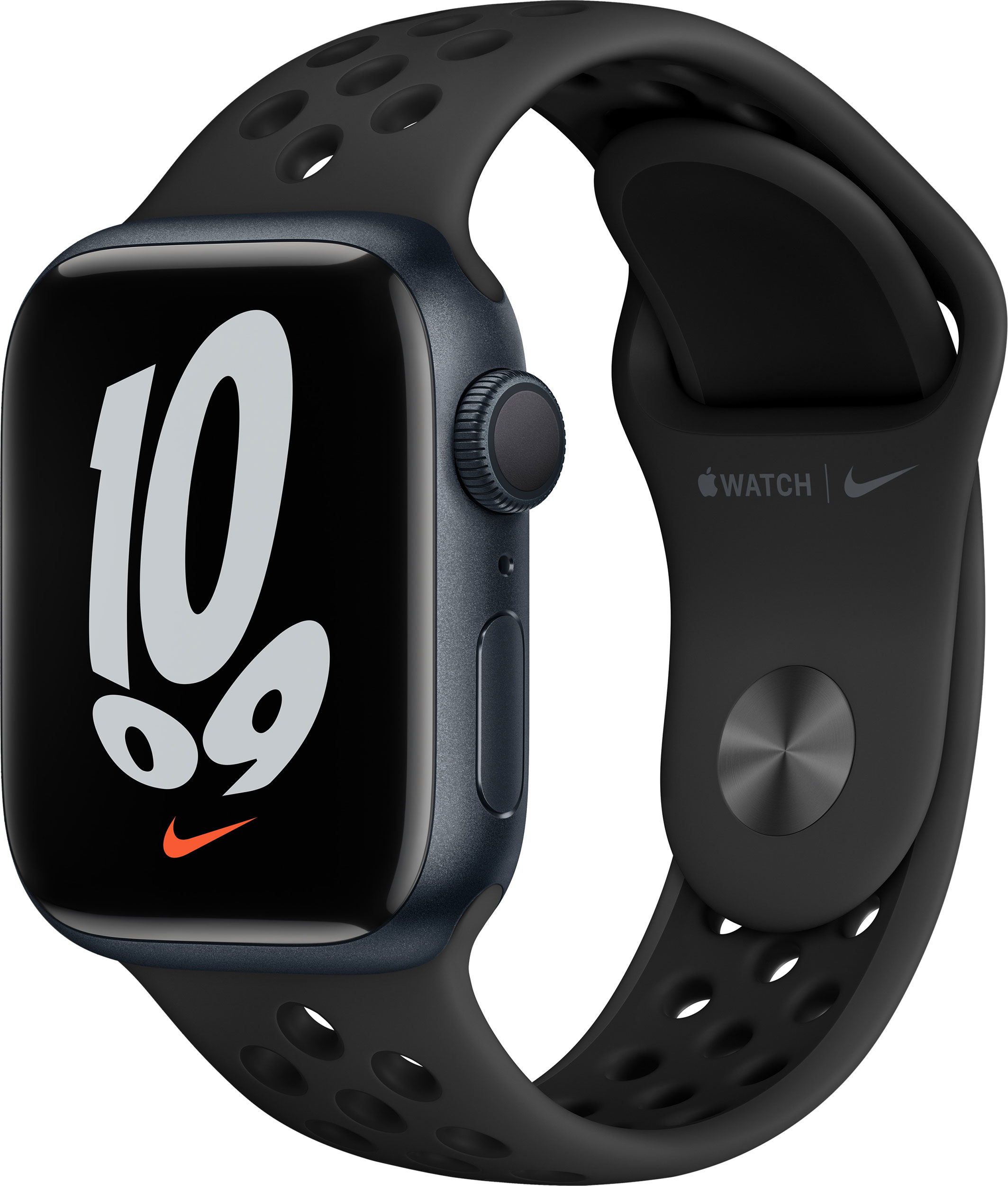 Часы Apple Watch Nike Series 7, 41 мм, «тёмная ночь», спортивный ремешок Nike цвета «антрацитовый/чёрный»