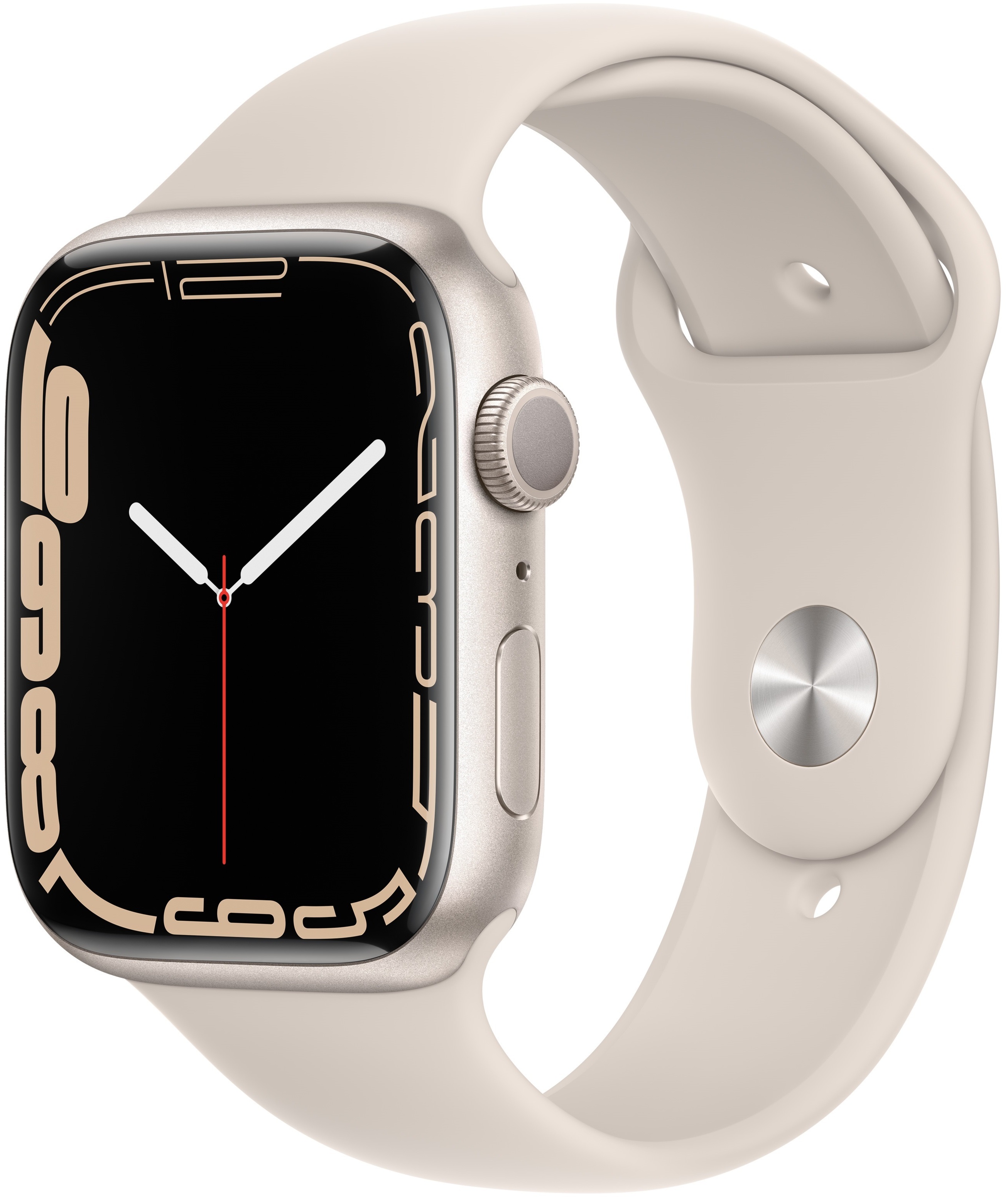 Часы Apple Watch Series 7, 45 мм, корпус из алюминия цвета «сияющая звезда», спортивный ремешок «сияющая звезда»