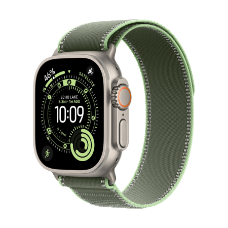 Apple Watch Ultra 3 49 mm Natural titanium Trail Loop Green