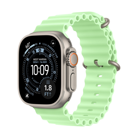 Apple Watch Ultra 3 49 mm Natural titanium Ocean Band Green