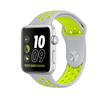 Apple Watch Nike+ 42mm Silver Aluminum Case with Flat Silver/Volt Nike Sport Band