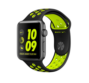 Apple Watch Nike+ 38mm Space Gray Aluminum Case with Black/Volt Nike Sport Band