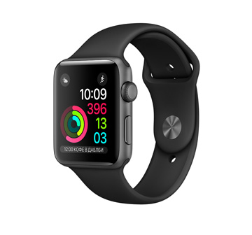 Apple Watch 2 38mm Space Gray Aluminum Case with Black Sport Band