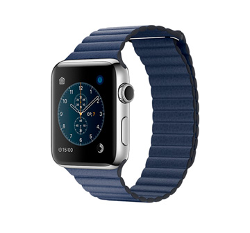 Apple Watch 2 42mm Stainless Steel Case with Midnight Blue Leather Loop