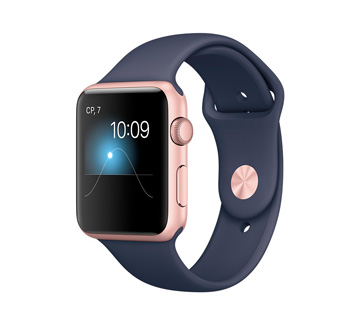 Apple Watch 2 42mm Rose Gold Aluminum Case with Midnight Blue Sport Band