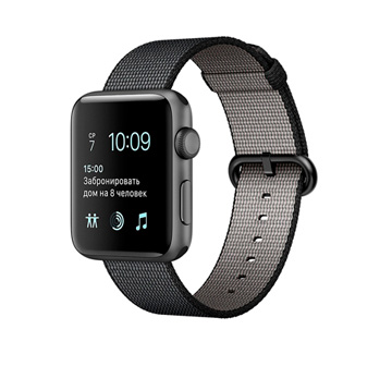 Apple Watch 2 38mm Space Gray Aluminum Case with Black Woven Nylon