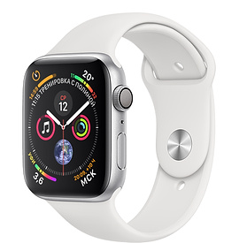 Apple Watch Series 4 40мм серебристый алюминий, спортивный ремешок белого цвета